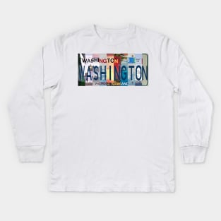 Washington License Plates Kids Long Sleeve T-Shirt